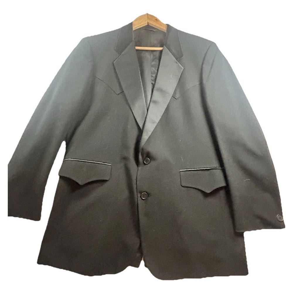 Tregos Westwear Men's 42R Black Tuxedo Jacket‎ Wool Cowboy Western Prom Vtg